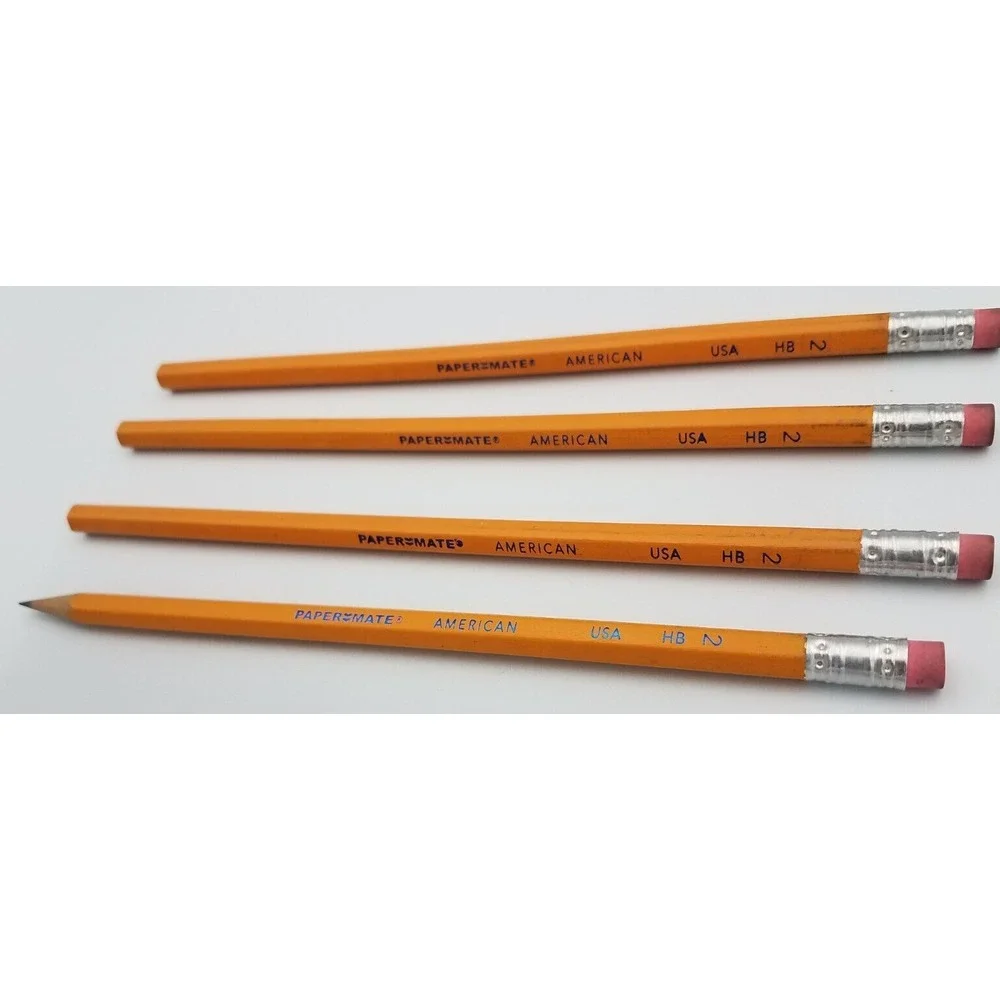 Lot of 4 Paper Mate American Wood Pencils HB #2 USA Made 3 not sharpened 1 sharp